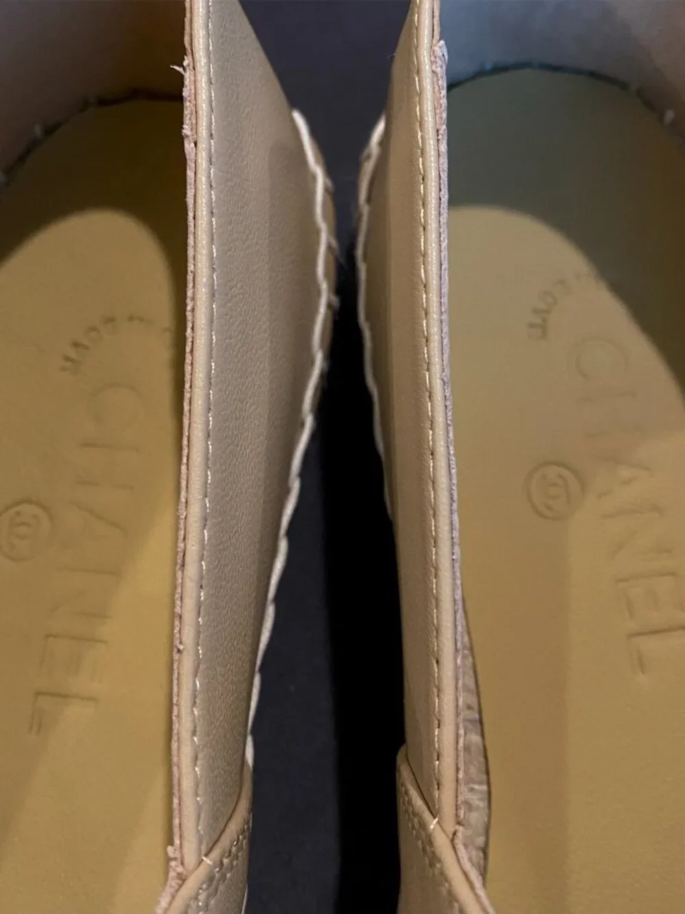 Chanel Beige/Black Lambskin Espadrilles